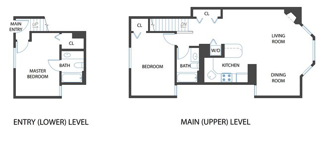 2 Beds, 1 Bath Model floor plan